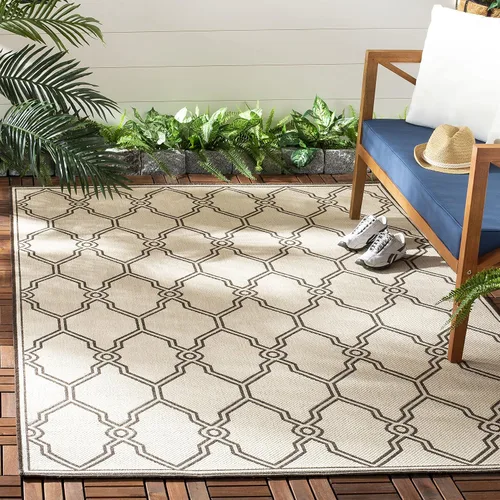 Vista 6 de SAFAVIEH Alfombra lavable para exteriores Linden Collection – Alfombra de pasillo de 2.2 x 8 pies, color crema y aguamarina, no desprende pelusa