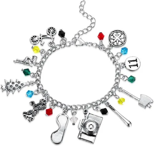 Vista 3 de GOTEHE Collar extraño y pulseras finas temáticas con dije joyería del alfabeto luz para Halloween cosplay joyería para mujeres y hombres Zinc No es