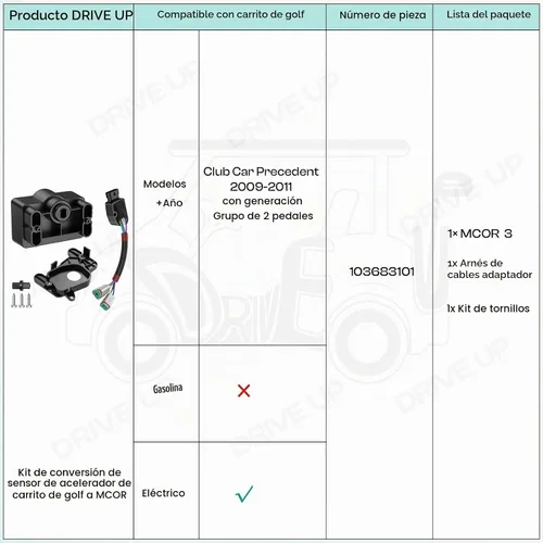 Vista 7 de Kit de conversión Drive-up de sensor de aceleración de carrito de golf a MCOR para Club Car Precedent Electric 2009-2011 con grupo de pedales de 2ª