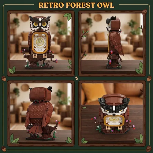 Vista 4 de HJPLPXH Juego de bloques de construcción de reloj de búho, reloj de trabajo real, kit educativo de construcción STEM para niños, perfecto