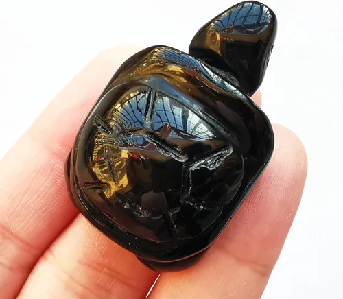 Vista 13 de 1 pieza de cristales de tortuga de labradorita negra y piedras curativas, escultura coleccionable de animales tallados a mano de 1.5 pulgadas