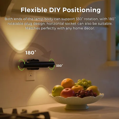 Vista 3 de L LOHAS LED Luz nocturna, luces nocturnas enchufables a la pared, sensor de luz automática de rotación de 180° [1 paquete], brillo ajustable de 0 a