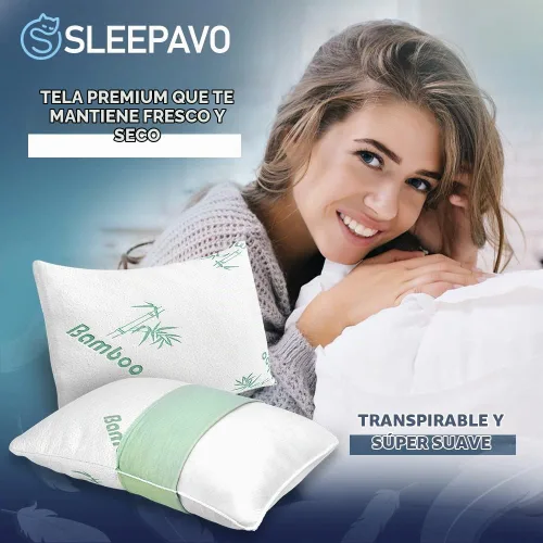 Vista 6 de Juego de 4 almohadas de espuma viscoelástica tamaño Queen - Almohadas refrescantes para dormir - Para espalda, estómago, almohada firme para dormir