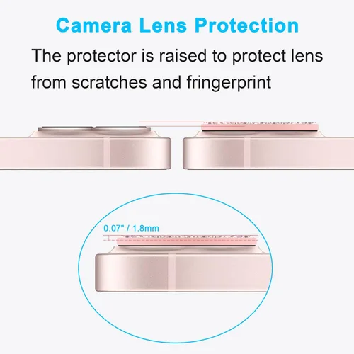 Vista 3 de Wisdompro [Paquete de 2] Protector de lente de cámara brillante para iPhone 13 de 6.1 pulgadas, para iPhone 13 Mini de 5.4 pulgadas, accesorios