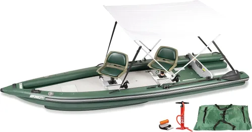 Vista 9 de Sea Eagle FSK16 FishSkiff - Barco de pesca inflable de 16 pies, alta presión, con costuras en gotas, para 1-3 personas, sin marco, con quilla