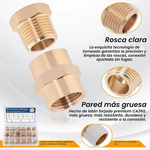 Vista 4 de KOOTANS - Juego surtido de accesorios de tubería de latón de 66 piezas