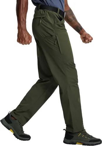 Vista 12 de Pantalones de senderismo para hombre, ligeros, de carga, de trabajo, tácticos, de nailon, elásticos, impermeables, de secado rápido, para pesca