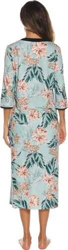 Vista 2 de Hellomamma Bata con cremallera para mujer, manga 34, vestido de descanso, longitud completa, bolsillos, bata de baño larga