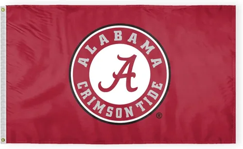 Vista 5 de Banderas redondas con logotipo de Alabama University Football Crimson Tide Round A, poliéster impreso de doble cara de 12 x 18 pulgadas con ojales