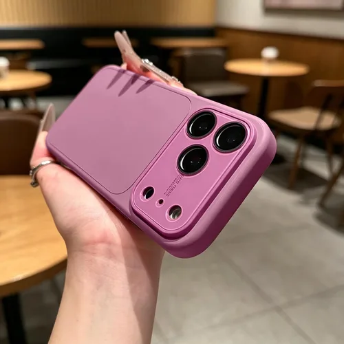 Vista 4 de Funda de silicona líquida para iPhone 17 Pro Max equipada con película protectora de lente, anticolisión suave al tacto y resistente a las manchas