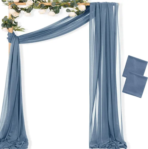 Vista 24 de MLMC 1 panel de tela para arco de boda azul bebé, 29 x 20 pies, cortinas de gasa extralargas transparentes de 6.6 yardas, paneles de cortinas