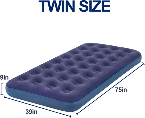 Vista 6 de Colchón de Aire Tamaño Individual Inflable para Acampar y Hogar, Almohadilla para Dormir Hinchable