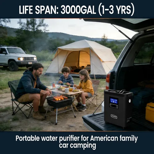 Vista 4 de Purewell® K8680 RO Sistema purificador de agua, 10 etapas RV portátil de filtración de agua de supervivencia con UV, tasa de desalinización alcanza