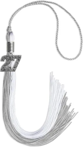 Vista 106 de Endea Graduation Borla de doble color con dije de plata brillante (negro/oro antiguo, 2025)
