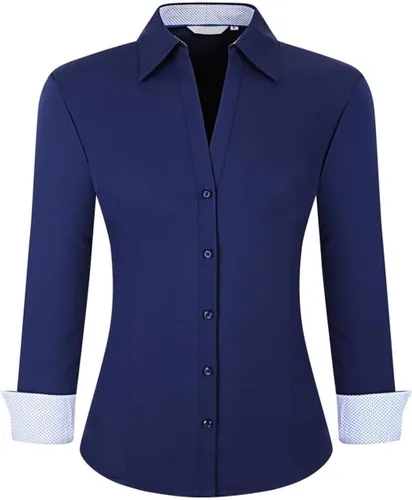 Vista 7 de Damipow Camisas de vestir para mujer, sin arrugas, con botones, de manga larga, blusas para el trabajo profesional