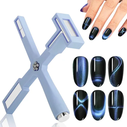Vista 9 de Herramienta de imán de uñas 5 en 1, bolígrafos magnéticos de uñas fuertes con funda protectora de silicona, barra magnética multifuncional 3D de ojo