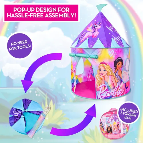 Vista 5 de Barbie Castillo automático - Tienda de campaña rosa de princesa de Dreamtopia para niños Se pliega en una bolsa de transporte - Sunny Days