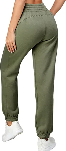 Vista 24 de IUUI Pantalones deportivos de cintura alta para mujer, con bolsillos, de algodón, holgados, atléticos