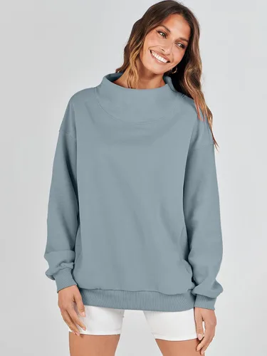 Vista 7 de ANRABESS - Sudaderas de gran tamaño para mujer, cuello alto, manga larga, sudaderas con capucha, tops 2024 de moda de otoño