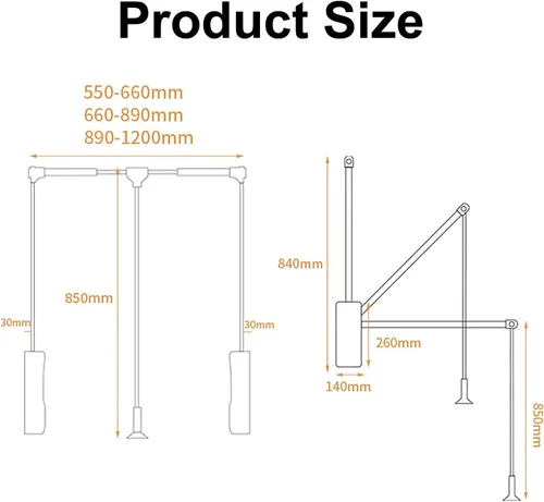 Vista 7 de Barra de armario de aluminio ajustable para armario, percha de 44 libras, sistema de almacenamiento para guardarropa de dormitorio, guardarropa