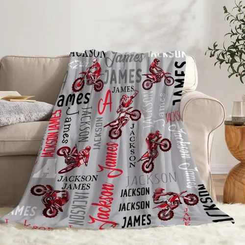Vista 31 de Manta de forro polar suave para regalo de motocicletas de motocross, manta acogedora de franela, aire acondicionado, 50x40 pulgadas para niños
