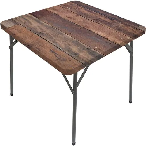 Vista 34 de Mesa cuadrada de tablones de madera, impresión de textura de tablones de madera, borde elástico, adecuada para catering y cocina, apta para mesa