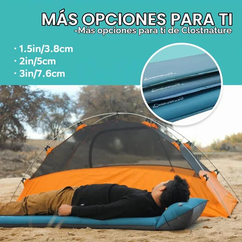 Vista 5 de Clostnature Colchoneta de dormir autoinflable para camping, almohadilla de campamento de 1.5/2/3 pulgadas, almohadilla de colchón inflable ligera