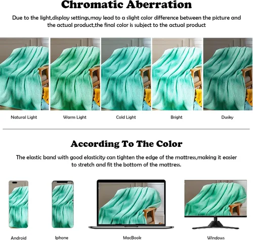 Vista 6 de NEWCOSPLAY Manta de Tiro Súper Suave Aqua Franela Sedosa Premium Fleece con Patrón de Hojas Ligera Manta de Cama para Uso en Todas las Estaciones