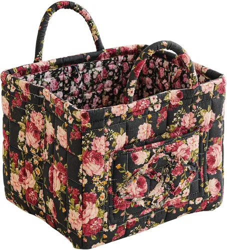 Vista 14 de vctops Cesta de almacenamiento acolchada de algodón bohemio para organizar, cesta organizadora de regalo con asas, contenedores de almacenamiento