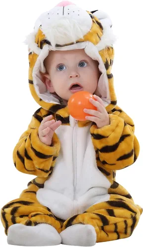 Vista 17 de Disfraz unisex de animal para bebé, con capucha, mameluco para cosplay Amarillo pato