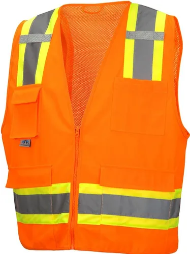 Vista 6 de Pyramex Class 2 Surveyor's Safety Vest with 6 Pockets, Hi-Vis Lime, 4XL verde lima (Hi Vis Lime)