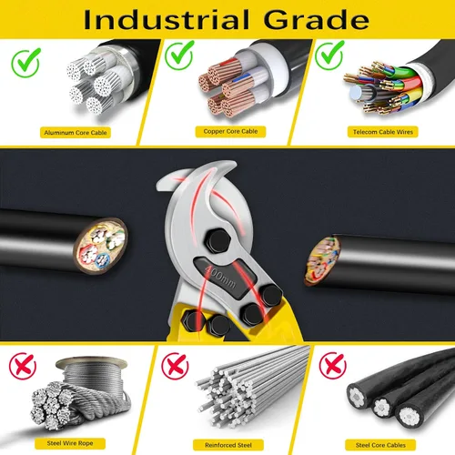 Vista 5 de AUPREX Cortador de cable resistente de 18 pulgadas con mango largo, cortador de cable de acero al carbono endurecido para cable de aluminio, alambre