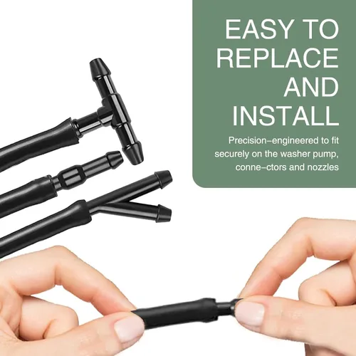 Vista 4 de Kit de 30 mangueras para limpiaparabrisas de automóvil, manguera flexible de 13.1 pies + 30 conectores de manguera tipo I tipo Y, conector