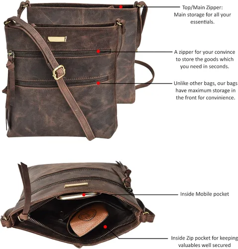 Vista 5 de ESTALON Bolso cruzado de cuero para mujer, pequeño cruzado largo sobre el hombro, bolsos y bolsos para mujer, Bolsos