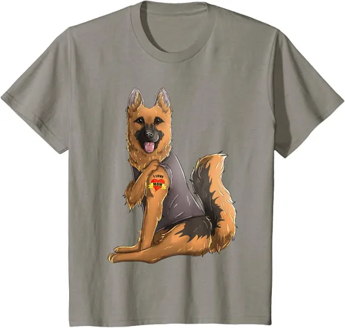 Vista 27 de Camiseta de perro con tatuaje de pastor alemán I Love Mom para el día de la madre, Negro, S