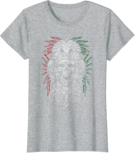 Vista 30 de Camiseta de Calavera Azteca con máscara Mayas Calavera Azteca, Negro