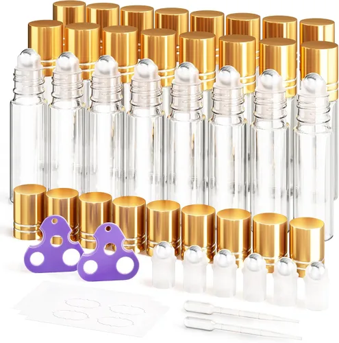 Vista 13 de ULG Rollo en botellas 0.3 fl oz botellas vacías de vidrio ámbar 4 piezas