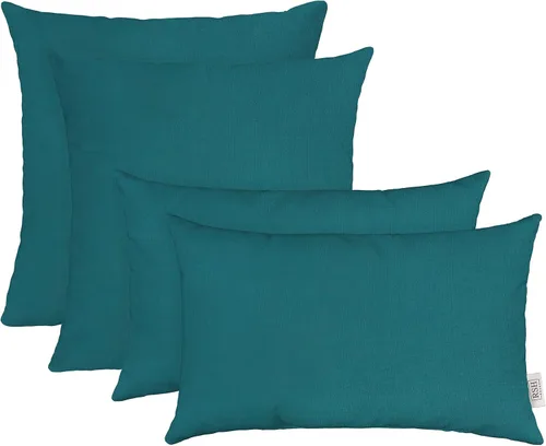 Vista 41 de RSH DECOR: Sunbrella Juego de 4 almohadas lumbares y cuadradas 20 x 12 pulgadas y 17 x 17 pulgadas Tela resistente al agua y a la decoloración