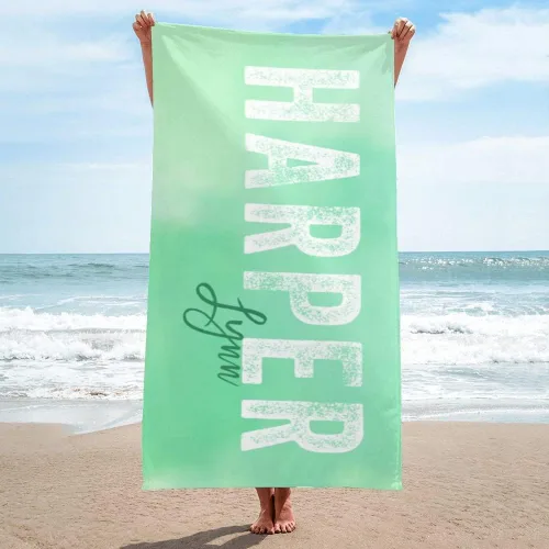 Vista 17 de Toalla de playa personalizada con nombre para playa, piscina, diversión de verano, regalos para niños, adultos y parejas (azul)