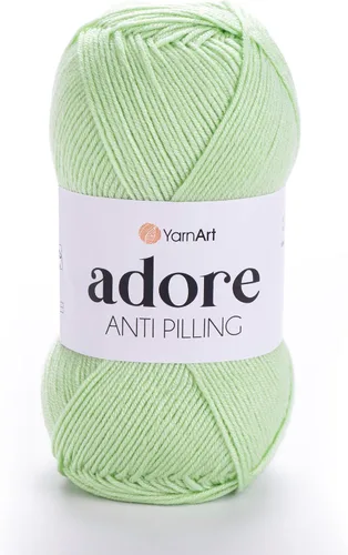 Vista 12 de 1 madeja YarnArt Adore, hilo antipilling, 100% acrílico antipilling, 100 g (3.5 oz), 280 m (306 yd), 3: Light-DK, Verde bebé - 358
