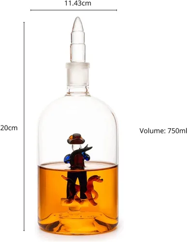 Vista 7 de Decantador de vino y whisky, regalos de caza para hombres, hombre con perro, decantador de 25.4 fl oz, bourbon whisky, único para él, juego