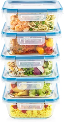 Vista 4 de Snapware Total Solutions - Juego de recipientes de vidrio para almacenamiento de alimentos (paquete de 5, 4 tazas), tapas herméticas y a prueba