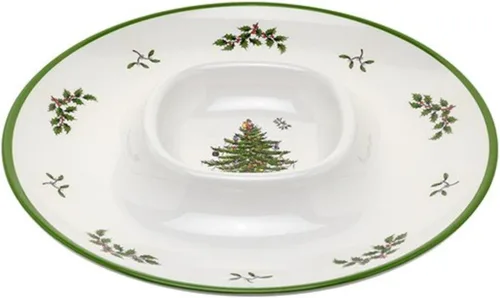 Vista 9 de Spode Bandeja de Melamina del Árbol de Navidad de 4 Secciones, Vajilla Festiva Dividida de 13.5 Pulgadas para Frutos Secos, Dulces, Condimentos