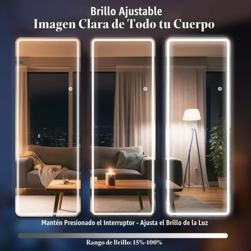 Vista 5 de Espejo de cuerpo de piso de longitud completa LED regulable de 3 colores de 56 x 20 pulgadas