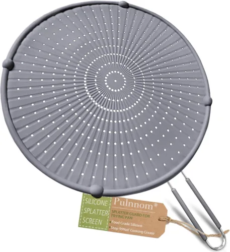 Vista 8 de Pantalla de silicona contra salpicaduras para sartén, protector contra salpicaduras de grasa para sartén, protector de salpicaduras de aceite Negro