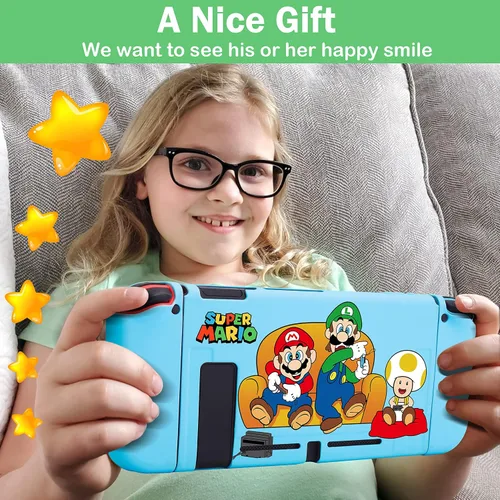 Vista 6 de Xcitifun Designed for Nintendo Switch Case Switch Joy-Con TPU Cases for Girls Boys Kids Cute Kawaii Character Protective Shell Compatible with