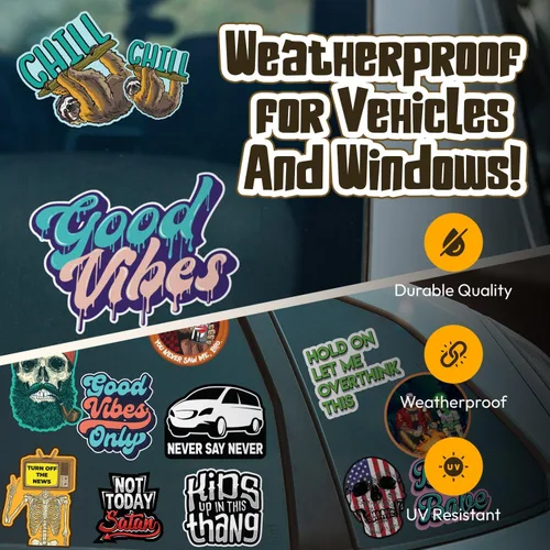 Vista 4 de Calcomanía de vinilo con texto en inglés «Never Say Never Minivan» de 3.5 x 5 pulgadas