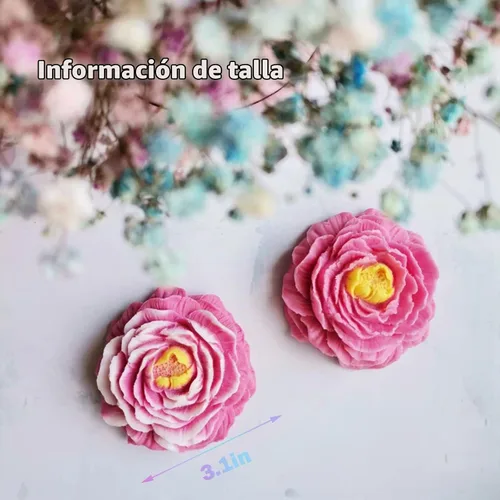 Vista 7 de 2 moldes para velas de flores de peonía, molde de jabón hecho a mano con flores 3D para fondant, hecho a mano, loción, barra, crayón, crayón 2