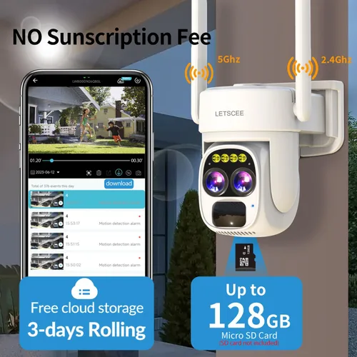 Vista 4 de LETSCEE Cámaras de seguridad inalámbricas para exteriores con energía solar para seguridad del hogar, vista de 360° exterior, detección de Paquete