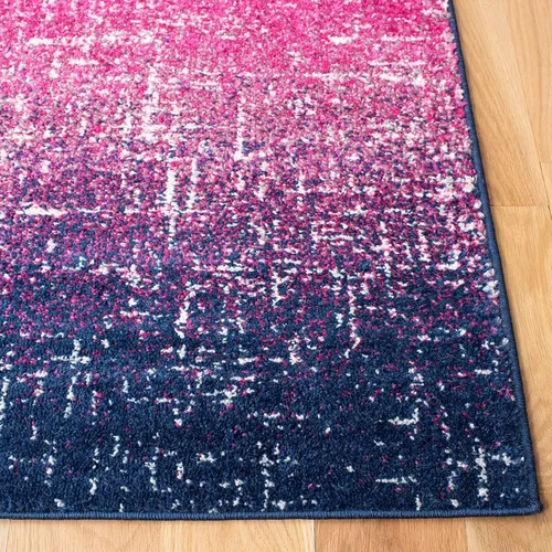 Vista 4 de SAFAVIEH Madison Collection - Alfombra de pasillo, 2 pies 3 pulgadas x 8 pies, color fucsia y azul marino, diseño de rayas bohemio, no desprende